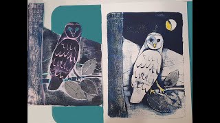 Gelli print tutorial  collagraph owl [upl. by Merceer]