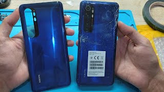 Xiaomi Mi Note 10 Lite Cracked Bcak Glass Replacement  Xiaomi M2002F4LG  Rebuild Broken Phone [upl. by Aremahs]