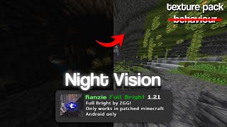 NIGHT VISION For Minecraft PE 1 21  Night Vision Texture Pack MCPE 121 [upl. by Barthelemy]