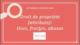 USUS FRUCTUS ABUSUS en droit des biens 🔤 [upl. by Armand986]