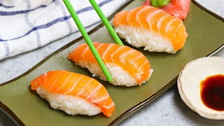 Homemade Salmon Nigiri Recipe 🍣 [upl. by Lexie648]