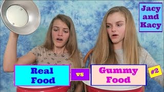 Real Food vs Gummy Food Challenge 2  Jacy and Kacy [upl. by Bertila672]