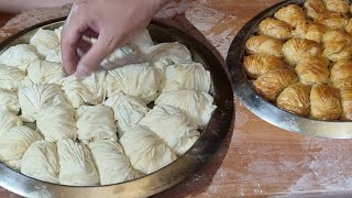 Kolay Ev Baklavası Tarifi 💯 El Açması Çıtır Çıtır Baklava Yapımı  Midye Baklava [upl. by Geraint606]