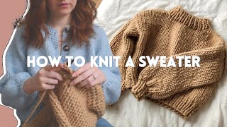 How To Knit a Chunky Sweater  Beginner Friendly Step by Step DIY Tutorial [upl. by Anifad]