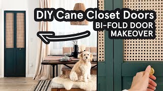 DIY Cane Closet Doors  BiFold Door Makeover [upl. by Castro]