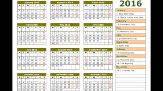 2016 calendar [upl. by Milty]