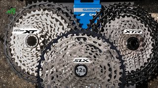 Shimano 12 speed Cassette SLX XT XTR Compared Installation Micro Spline Hyperglide [upl. by Roseann669]