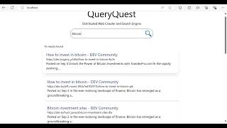 QueryQuest Distributed Web Crawler and Search Engine Demo Video [upl. by Rora]