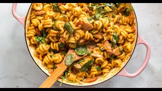 One Pot Creamy Sausage Pasta with Spinach [upl. by Labanna]