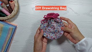 How to Make A Drawstring Bag  DIY Drawstring Pouch  Sewing Tutorial  String Bag [upl. by Deutsch]