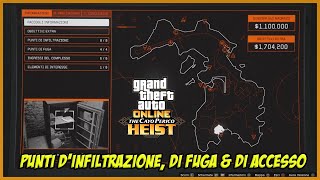 TUTTI I PUNTI DINFILTRAZIONE DI FUGA amp GLI INGRESSI DEL COMPLESSO  RAPINA A CAYO PERICO GTA 5 ITA [upl. by Aicirtap]