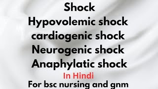 shock Hypovolemic shock Cardiogenic shock  Neurogenic shock Anaphylatic shock [upl. by Earlie815]