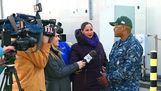 US Navys USS Oak Hill Battle Group docks in Guam to shelter Liberty [upl. by Navar442]