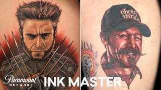 Top 6 Portrait Tattoos From Wolverine to Oliver Peck  Ink Master [upl. by Nicholle314]