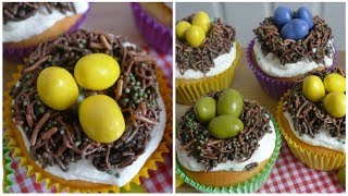 Recept voor Nestjes Cupcakes met Eitjes Pasen recept  Bakken met Bastaart [upl. by Sabec]