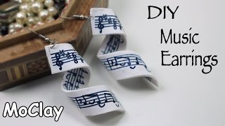 Music Earrings to your ears Polymer clay transfer tutorial [upl. by Aleacin]