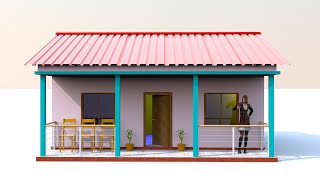 TATA tinset house design for assam village site  simple home plan with TINSET roufing [upl. by Neelyar]