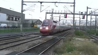 SaintDenis  Passage Eurostar Rouge ExThalys PBKA SemiRuby 4307 Pour Bruxelles Midi [upl. by Odnam118]