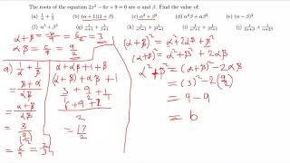 ROOTS OF QUADRATIC EQUATIONS alpha and beta [upl. by Aiki]