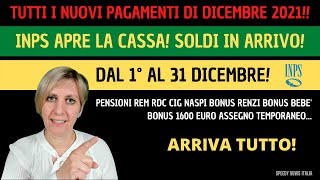 TUTTI I NUOVI PAGAMENTI INPS DI DICEMBRE 2021 REM RDC PENSIONI ASSEGNO TEMPORANEO BONUS 1600 BEBE [upl. by Florence]