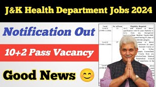 JampK Health Department Jobs 2024 ll Official Notification Out ll 102 Vacancy  Male amp Female Vacancy [upl. by Hairehcaz967]