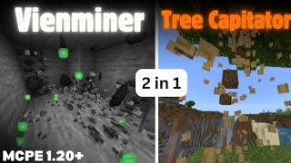 Vienminer And Tree Capitator Addon for MCPE 120 Minecraft Bedrock Edition [upl. by Anailli]