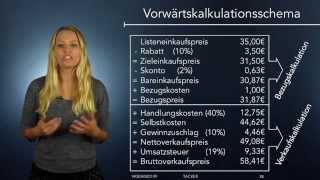 Die Vorwärtskalkulation  Wissen für die Ausbildung  Prozubide [upl. by Orlene484]