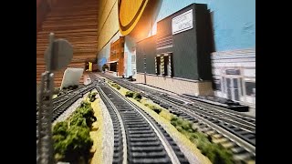 Train Track Goes Through Hole In Staircase Model Train Cab Ride Drivers View [upl. by Jola]