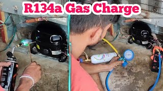 Gas Charge Without Vaccum Pump  Refrigerator Compressor Change [upl. by Aleekat515]