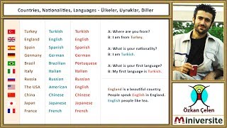 12 Countries Nationalities Languages  Ülkeler Uyruklar Diller [upl. by Ahsienauq]