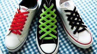 〔靴紐の結び方〕ダイヤモンドのような模様になる靴ひもの通し方 how to tie shoelaces Diamond Lace Shoes〔生活に役立つ！〕 [upl. by Yolande]