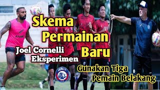 Skema Terbaru Arema FC  Joel Cornelli Coba Eksperimen Gunakan Tiga Pemain Belakang [upl. by Akenehs]