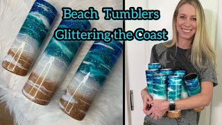 Epoxy Beach Tumbler Tutorial with Alcohol Inks and Epoxy Additive KCC Glitter and KS Resin Epoxy [upl. by Loredana175]