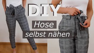 Hose mit Bindeband nähen  Wie man das Schnittmuster für eine Hose selber macht [upl. by Merell]