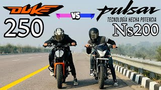 Duke 250 bs6 vs Ns200 bs4 Drag race duke250 ns200 bajaj bikelover [upl. by Claybourne]