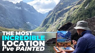 Painting Outdoors in Oils  NEW ZEALAND MOUNTAIN LAKE En Plein Air [upl. by Assirroc]