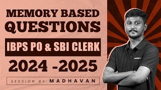 MEMORY BASED QUESTIONS FOR IBPS PO amp SBI CLERK  MADHAVAN  VERANDA RACE BANK [upl. by Uhp]