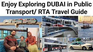 Dubai Public Transport RTA Dubai Palm Monorail Tram Metro Bus Taxi Abra Easily Explore Dubai [upl. by Essilem230]