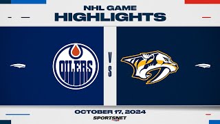 NHL Highlights  Oilers vs Predators  October 17 2024 [upl. by Ennagem999]