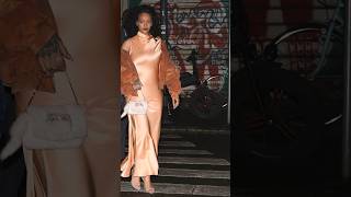 Rihanna and ASAP Rocky arrive at 2am at Restaurant Langosteria in Milan Italy in silk dress 2023 [upl. by Schwenk]