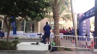 Jordanian Mohammad Alkhwaldeh crosses the 2018 Muscat Marathons Half Marathon finish line [upl. by Aeiram]