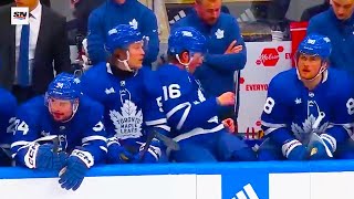 Mitch Marner William Nylander Auston Matthews Arguing on Bench  Maple Leafs vs Bruins  2024 NHL [upl. by Marmion]