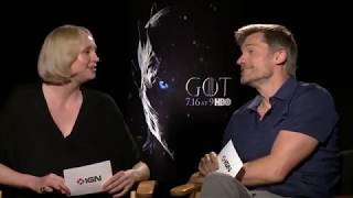 Gwendoline Christie and Nikolaj CosterWaldau interview but with zoom and little bit of caption [upl. by Andromede]