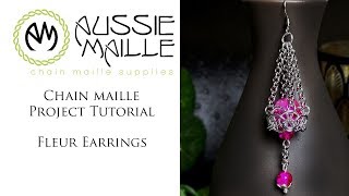 Chain Maille Tutorial  Fleur Earrings [upl. by Llejk192]