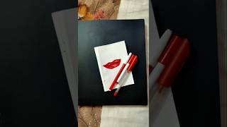 sketch pen drawing lip art drawing youtubeshorts shorts sketchpen [upl. by Latreese950]