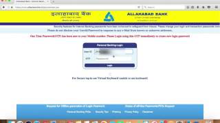 ALLAHABAD BANK ACCOUNT ONLINE BANKING ACTIVATION AND FORGOT PASSWORDHINDI [upl. by Eirrej91]