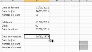 Excel 2007  Calculs avec des dates [upl. by Ahsitram139]