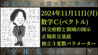 1111月 数学Ｃ：斜交座標と領域の図示、正規直交基底、独立３変数パラメーター [upl. by Alleusnoc]