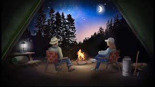 Relaxing ASMR camping scene…with crackling fire and night sounds [upl. by Idden]