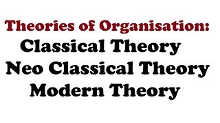 01 What is theory of organisation  Classical theory  Neo classical theory  Modern Theory [upl. by Saylor]